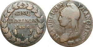 O9377 Directoire 5 Centimes Dupré an 5 A Paris ->Make offer