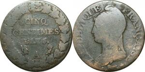 O9379 Directoire 5 Centimes Dupré an 5 A Paris ->Make offer