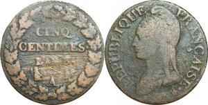 O9389 Directoire 5 Centimes Dupré an 5 A Paris ->Make offer