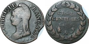 O9391 Directoire Fauté 5 Centimes Dupré an 5 A Paris ->Make offer