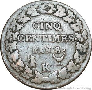 O9394 Directoire 5 Centimes Dupré an 8 K Bordeaux -&gt;Make offer