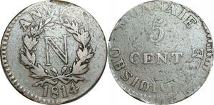 O9403 5 Centimes 1814 Anvers N Frappe Wolschot V ->Make offer