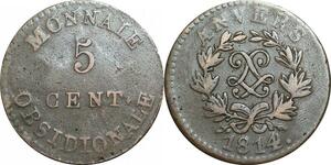 O9411 5 Centimes Anvers 1814 double L Frappe Arnesal Marine 1814 ->Make offer