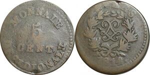 O9415 5 Centimes Anvers 1814 double L Frappe Arnesal Marine 1814 ->Make offer