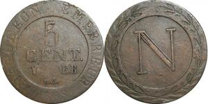 O9417 5 centimes Napoléon Ier 1808 BB Strasbourg ->Make offer