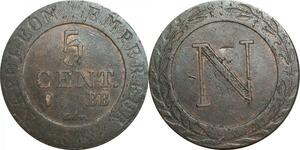 O9418 Rare 5 centimes Napoléon Ier 1808 BB Strasbourg SUP ->Make offer