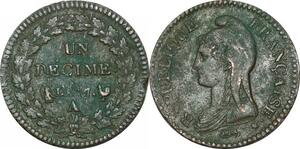 O9423 France Directoire Rare Un Décime Dupré An 7/5 A Paris Coq/Tournesol Qualité