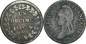 O9424 France Directoire Un Décime Dupré An 7/5 A Paris ->Make offer