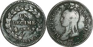 O9431 Rare France Directoire Un Décime Dupré Refrappage 2 Décimes An 5 A Paris