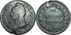 O9432 France Directoire Un Décime Dupré An 7 K Bordeaux ->Make offer