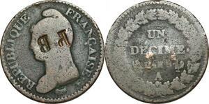 O9436 France Directoire Un Décime Dupré An 8 A Paris contremaque PB ->Make offer