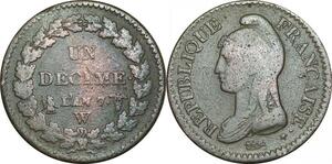 O9437 Rare France Un Décime Dupré An 8 W Lille République ->Make offer