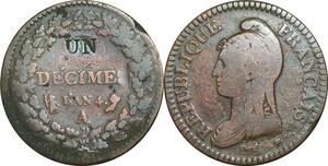 O9447 France Directoire Contremarque UN Décime Dupré An 4 A Paris ->Make offer