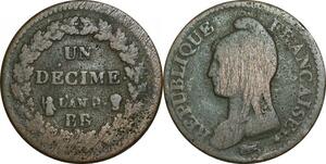 O9457 France Directoire Un Décime Dupré An 8 BB Strasbourg ->Make offer