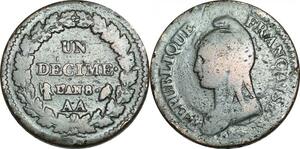 O9458 France Directoire Un Décime Dupré An 8 AA Metz ->Make offer