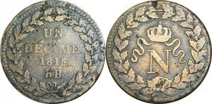 O9496 France Un Décime Louis XVIII N couronné 1815 BB Strasbourg .. ->Make offer