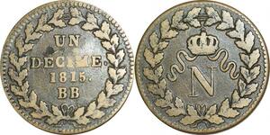 O9498 France Un Décime Louis XVIII N couronné 1815 BB Strasbourg .. ->Make offer