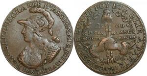 O9517 Rare France Constitution 2 Sols 6 Deniers Caisse Bonne foy 1791