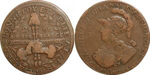 O9518 Rare France Constitution 2 Sols 6 Deniers Caisse Bonne foy 1791