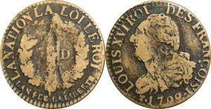 O9522 France Constitution 3 Deniers Louis XVI François An 4 1792 BB Strasbourg