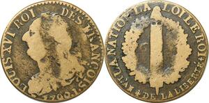 O9535 France Constitution 6 Deniers Louis XVI Francais An 4 1792 I Limoges