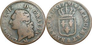 O9561 France Sol Louis XVI 1791 B Rouen 2nd Sem ->Make offer