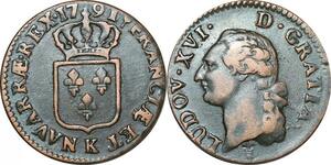 O9579 France Sol Louis XVI 1791 K Bordeaux 1er sem TTB ->Make offer