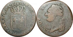 O9584 France Sol Louis XVI 1790 B Rouen ->Make offer