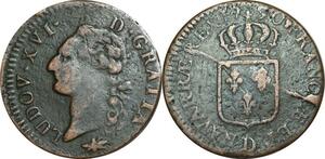 O9585 France Sol Louis XVI 1790 D Lyon ->Make offer