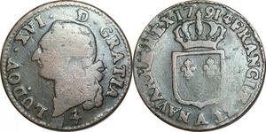 O9588 France Sol Louis XVI 1791 A Paris 2nd Sem Héron ->Make offer