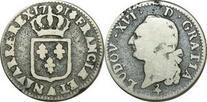 O9595 Rare France Sol Louis XVI 1791 A/A Paris Héron métal cloche ->Make offer