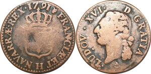 O9598 France 1/2 Sol Louis XVI 1791 H La Rochelle 2ème semestre ->Make offer