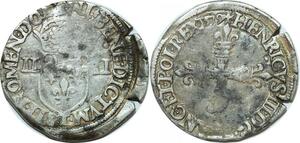 O9623 Rare France 1/4 Ecu Henri III 1579 T Nantes Frappe Casquette Argent ->M offre