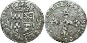O9626 Rare France 1/4 Ecu Henri IV 160* Bearn Moorlaas Argent ->Make offer