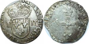 O9627 Rare France 1/4 Ecu Henri III 1582 9 Rennes Argent ->Make offer