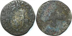 O9629 France Faux d'époque 1/4 Ecu Henri IV 1604 T Nantes ->Make offer