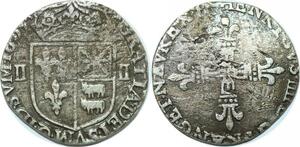 O9631 Rare France 1/4 Ecu Henri III Bearn Moorlaas 1605 Flan très court ->Make offer