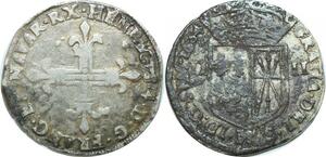 O9633 Rare France 1/4 Ecu Henri IV 1604 Navarre Argent ->Make offer