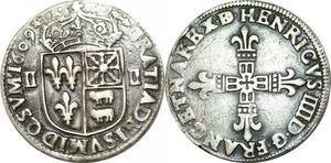 O9636 Rare France 1/4 Ecu Henri IV 1609 Bearn Moorlaas Argent ->Make offer