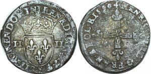 O9637 France 1/4 Ecu Henri III 1590 L Bayonne Argent ->Make offer