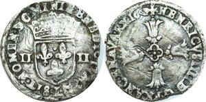 O9642 Rare France 1/4 Ecu Henri IV 1603 L Bayonne Argent ->Make offer
