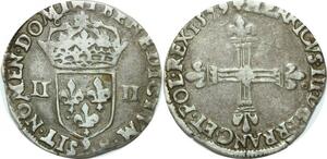 O9646 Rare France 1/4 Ecu Henri III 1579 9 Rennes Argent Quasi Frappe médaille