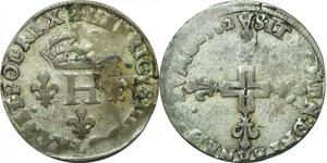 O9663 Rare R4 France Double Sol parisis Henri III 1582 A Paris Moulin des Étuves