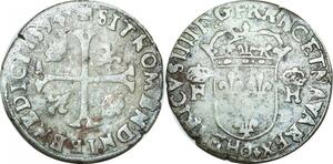 O9676 Rare France Douzain Henri IV Deux H Couronnés 1594 O Pointé Clermont Ferrand