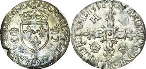 O9693 Rare France Henri II Douzain aux Croissants 1551 T Nantes SUP+++ UNC
