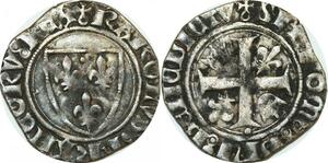 O9707 Rare Blanc Guénar Charles VI 5ème émission Paris 1422 Argent -&gt;Make offer