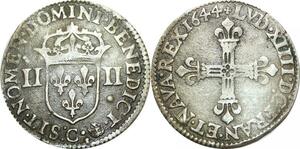 O9711 Inedit France 1/4 Ecu Louis XIV 1644 C Saint Lô Variété LVD Argent -M offer