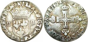 O9713 Rare France 1/4 Franc Louis XIII Frappe marteau 1628 L Bayonne Argent ->M offre