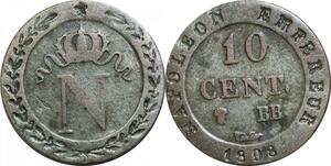 O9764 France 10 Centimes Napoléon I 1808 BB Strasbourg ->Make offer
