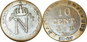 O9770 France Faux d'époque 10 Centimes Napoléon I 1808 H La Rochelle ->Make offer
